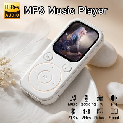 Portable MP4 Player with Bluetooth 5.4, 1.8" Screen | MP3 Music Player with FM Radio, eBook Reader, HiFi Sound & Long Battery Life