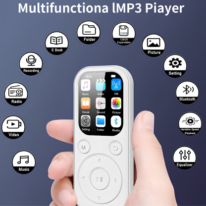 Portable MP4 Player with Bluetooth 5.4, 1.8" Screen | MP3 Music Player with FM Radio, eBook Reader, HiFi Sound & Long Battery Life